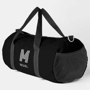 Sac De Sport Monogramme moderne simple noir et blanc