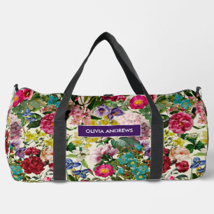 Sac De Sport monogramme motif rose vintage imprimé
