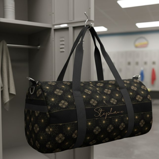 Sac De Sport Monogramme Noir Et Or Moderne (Créateur téléchargé)