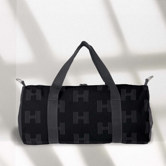 Sac De Sport Monogramme noir Motif, Monogramme moderne Duffel (Black Monogram Pattern, Simple Black duffel bag.)