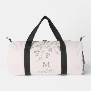 Sac De Sport Monogramme personnalisé aquarelle botanique rose