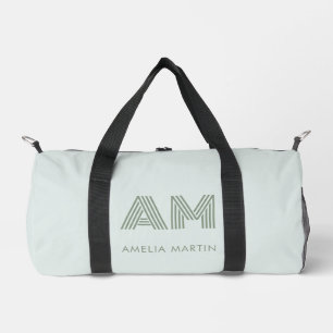 Sac De Sport Monogramme personnalisé géométrique vert sauge min