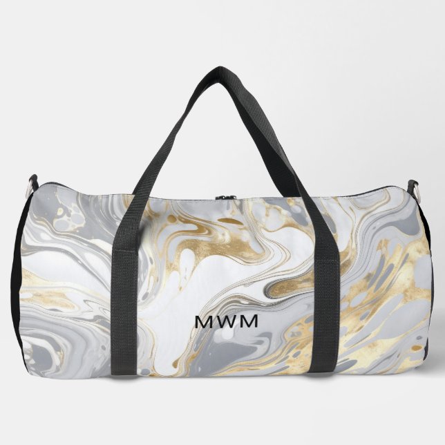 Sac De Sport Monogramme personnalisé Marbre moderne (Recto)