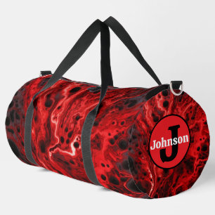 Sac De Sport Monogramme personnalisé tourbillons abstraits roug
