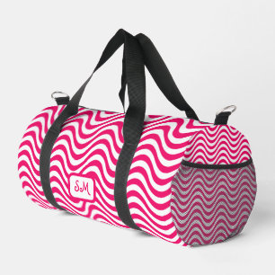 Sac De Sport Monogramme rose blanc ondulé rayures psychédélique