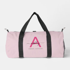 Sac De Sport Monogramme rose chaud Nom de la fillette Script Sp