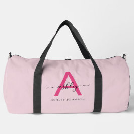 Sac De Sport Monogramme rose chaud Nom de la fillette Script Sp