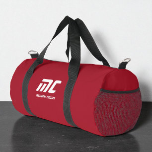 Sac De Sport Monogramme Rouge Minimaliste Nom Blanc Personnalis