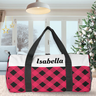 Sac De Sport Motif à carreaux rouge buffle personnalisé