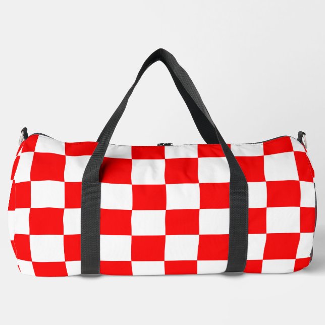 Sac De Sport Motif chèque À damiers blanc rouge (Recto)