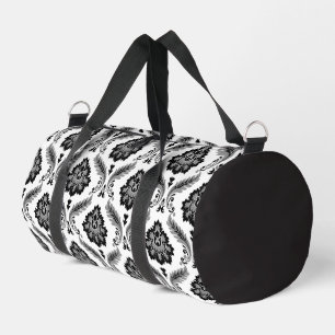 Sac De Sport Motif Damassé Rococo Gris Noir Blanc