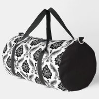 Motif Damassé Rococo Gris Noir Blanc