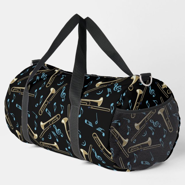 Sac De Sport Motif de crosshatch gris Trombone (Coin droit)