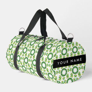 Sac De Sport Motif de feuille, feuilles vertes, votre nom