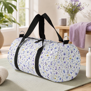 Sac De Sport Motif de fleur sauvage à l'aquarelle bleu violet j