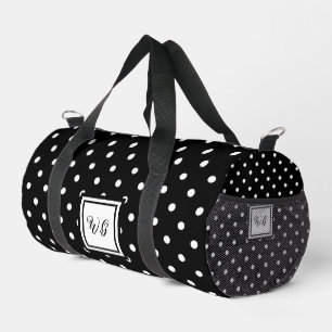 Sac De Sport Motif de initiales à pois noir et blanc féminin