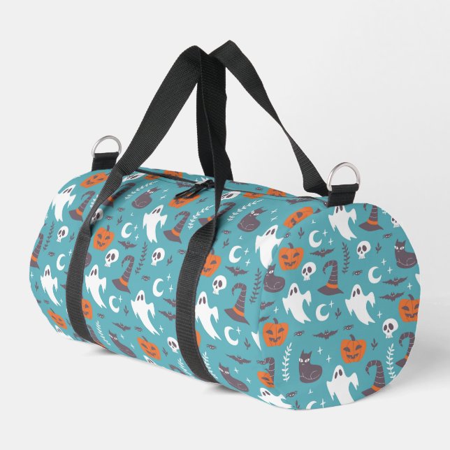 Sac De Sport Motif d'Halloween Turquoise amusant (Coin gauche)