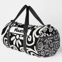 Motif Floral Blanc Noir