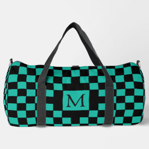 Sac De Sport Motif monogramme damier sarcelle et noir