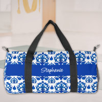 Motif Toile de Jouy bleu avec monogramme