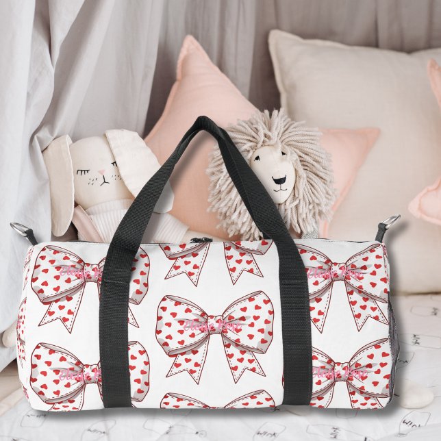 Sac De Sport Nom du coeur bow correspondant Hôpital nouveau-né (Bow Heart Name Matching Newborn Hospital Duffle Bag)