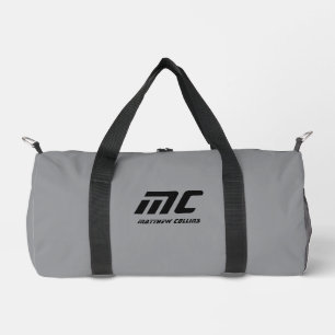 Sac De Sport Nom Minimaliste Gris Monogramme Simple pour Lui
