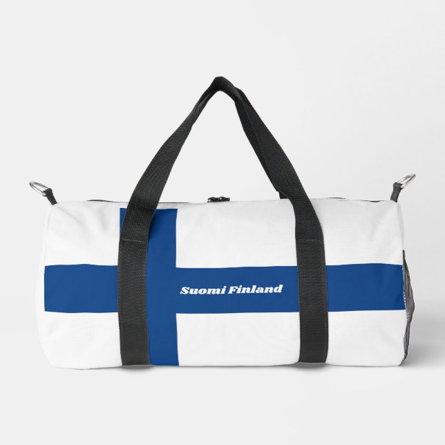 Sac De Sport Nom personnalisé et texte drapeau finlandais (Recto)