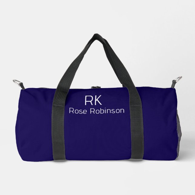 Sac De Sport Nom personnalisé Minimal Classic Elegant Blue. (Recto)