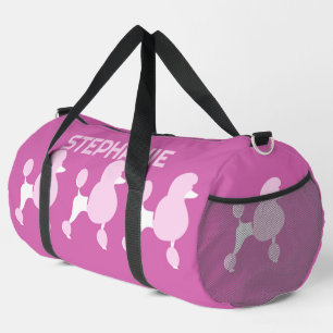 Sac De Sport Nom personnalisé Poodles roses