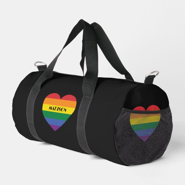 Sac De Sport Nom personnalisé Rainbow Love (Coin droit)