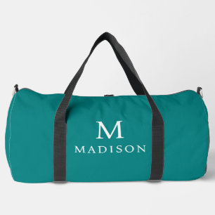 Sac De Sport Nom personnalisé Turquoise vert et blanc minimal e