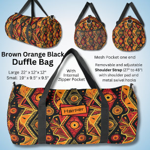 Sac De Sport Nom, Rouge Noir Orange Brown Géométrique Abstraite