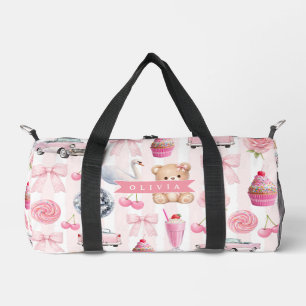 Sac De Sport Nounours Rétro Mignon Rose Personnalisé Coquette