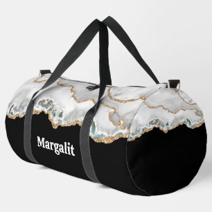 Sac De Sport Or grand noir et blanc Faux paillettes Agate Grand