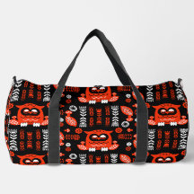 Orange Et Black Folk Art Hibou Nordique