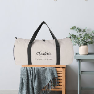 Sac De Sport Paraphes gris beige nom moderne