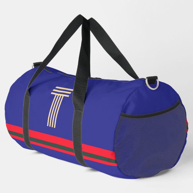 Sac De Sport Personnalisez avec votre bande bleue + rouge initi (Coin droit)