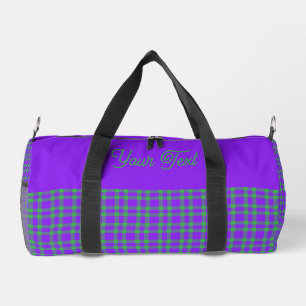 Sac De Sport Petit motif personnalisé carreaux vert violet