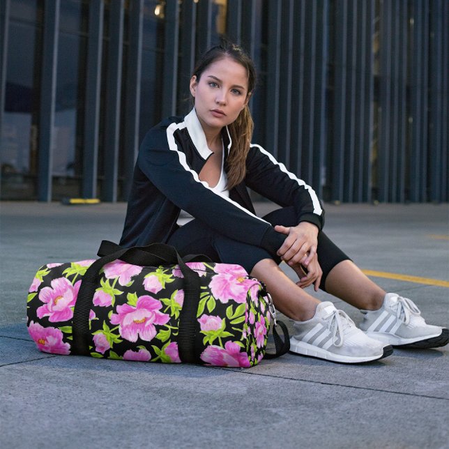 Sac De Sport Pies d'aquarelle noire Floral (Créateur téléchargé)