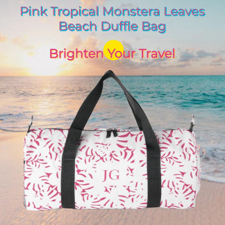 Sac De Sport Pink Beach Monstera Feuilles tropicaux