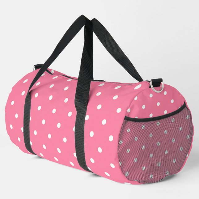 Sac De Sport Pois rose et blanc doux (Coin droit)