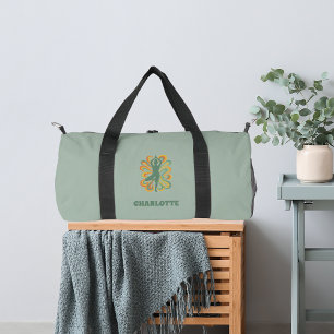 Sac De Sport Pose de yoga tourbillons vert orange nom rétro