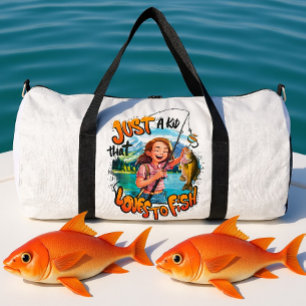 Sac De Sport Prise abondante : Jeune fille avec poisson et pêch