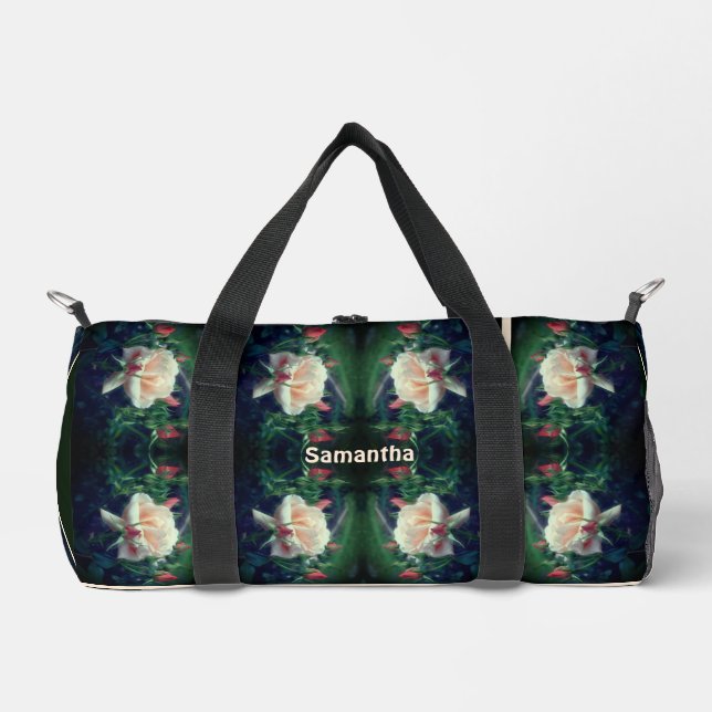 Sac De Sport Rose Et Buds Abstraits Personnalisés (Recto)
