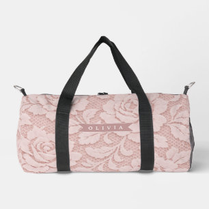 Sac De Sport Rose personnalisé en dentelle fleurie romantique