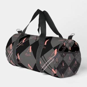 Sac De Sport Rose personnalisé gris noir Monogramme personnalis