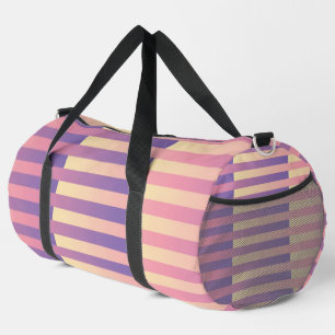 Sac De Sport Rose Violet Jaune Motif Rayé Grand