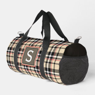 Sac De Sport Rouge Beige Tan Noir Blanc Écossais Clan Motif Pla