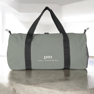 Sac De Sport Sage Green Simple Minimal Monogramme et nom