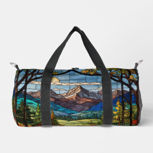 Sac De Sport Scène de montagne boisée vitrail vintage